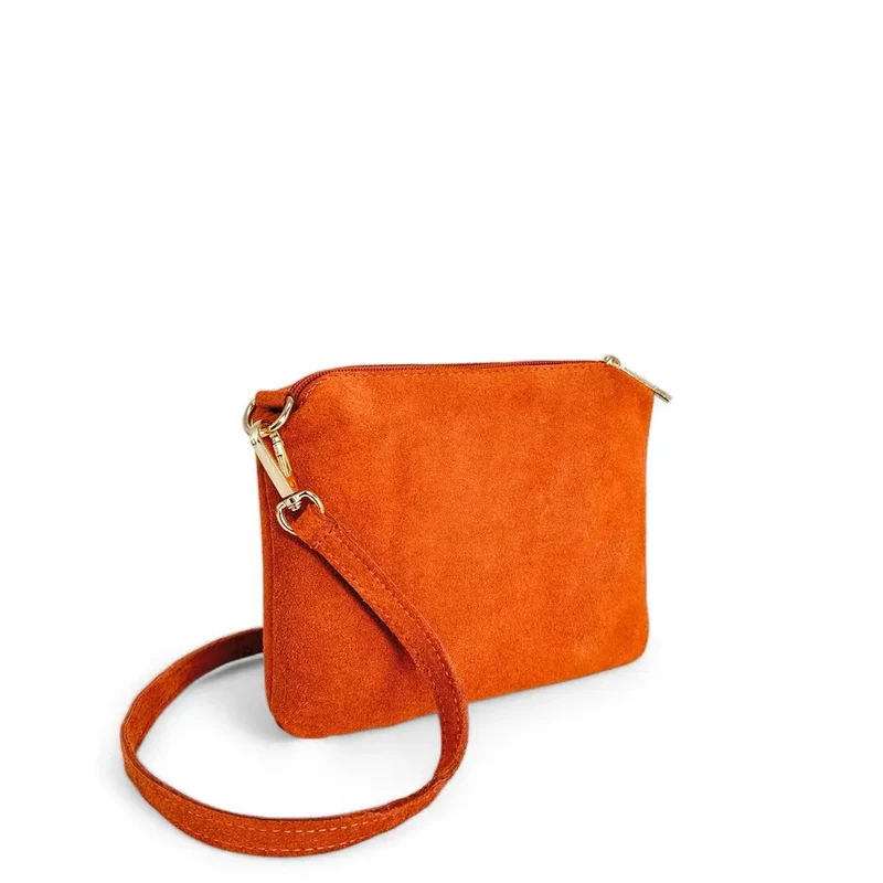 Sac à main en daim CHARLOTTE Mandarine