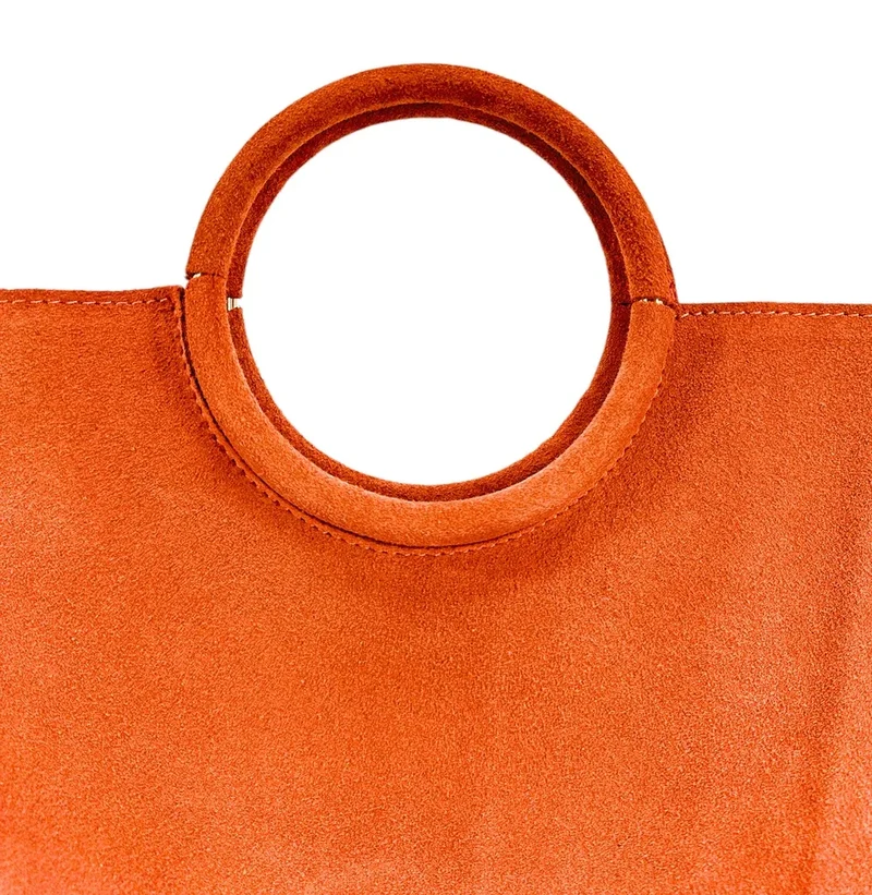 Sac à main en daim CHARLOTTE Mandarine