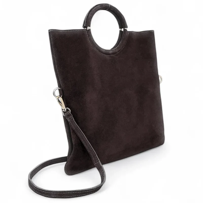 Sac à main en daim CHARLOTTE Chocolat