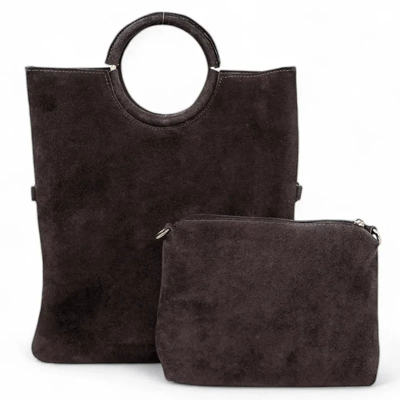 Sac à main en daim CHARLOTTE Chocolat