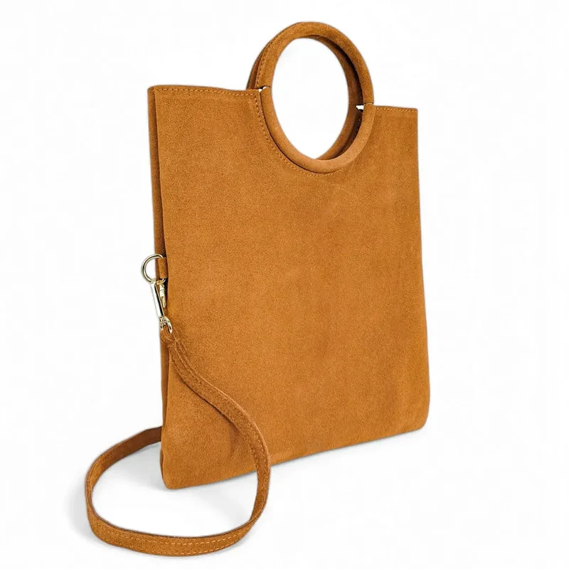 Sac à main en daim CHARLOTTE Camel clair