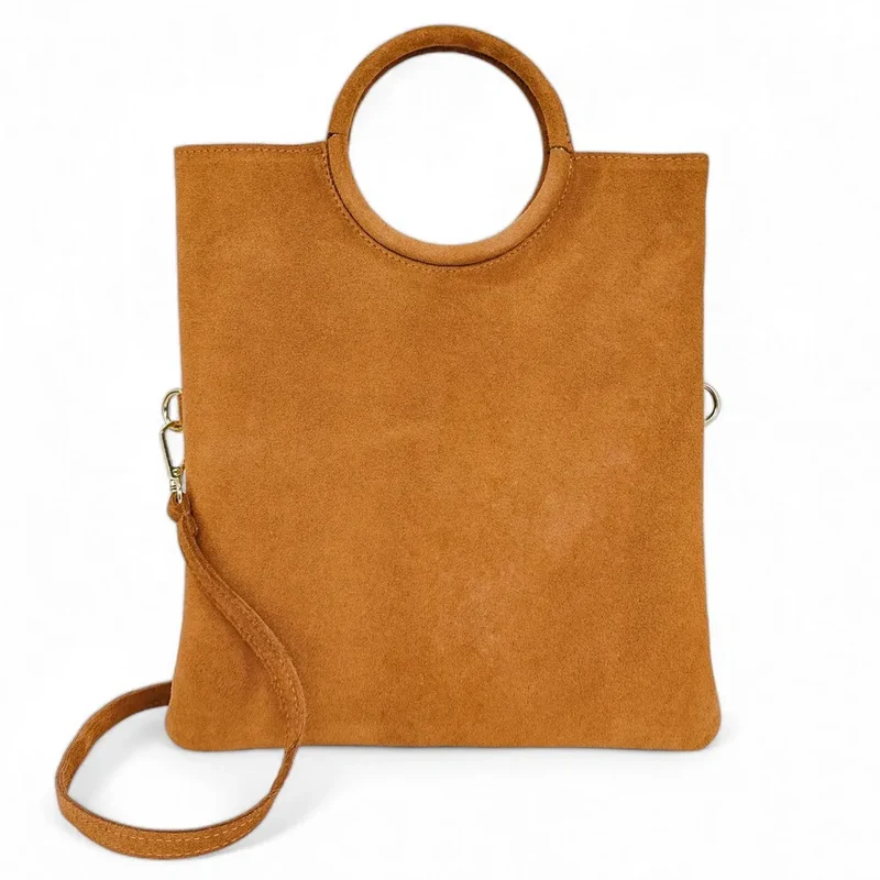 Sac à main en daim CHARLOTTE Camel clair