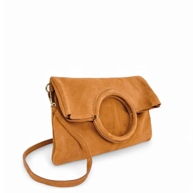 Sac à main en daim CHARLOTTE Camel clair
