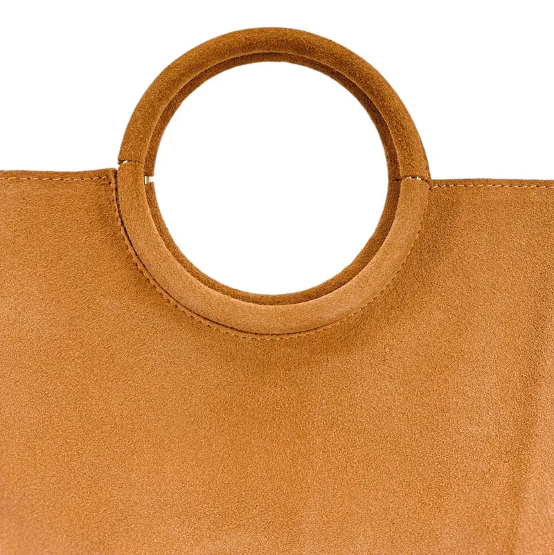 Sac à main en daim CHARLOTTE Camel clair