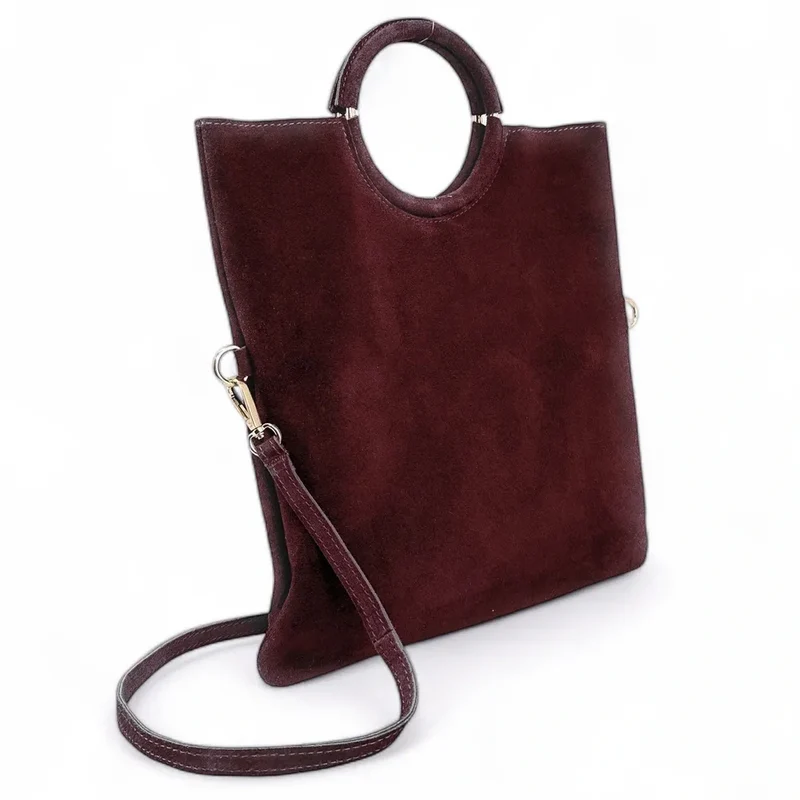 Sac à main en daim CHARLOTTE Rouge bordeaux
