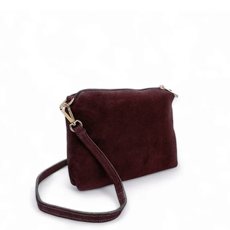 Sac à main en daim CHARLOTTE Rouge bordeaux