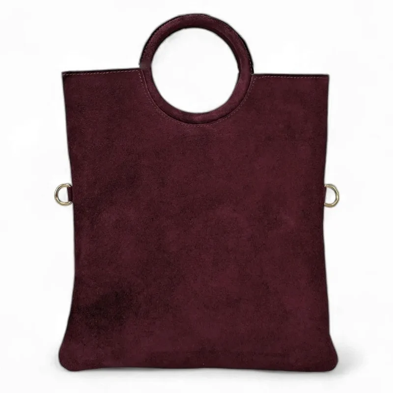 Sac à main en daim CHARLOTTE Rouge bordeaux