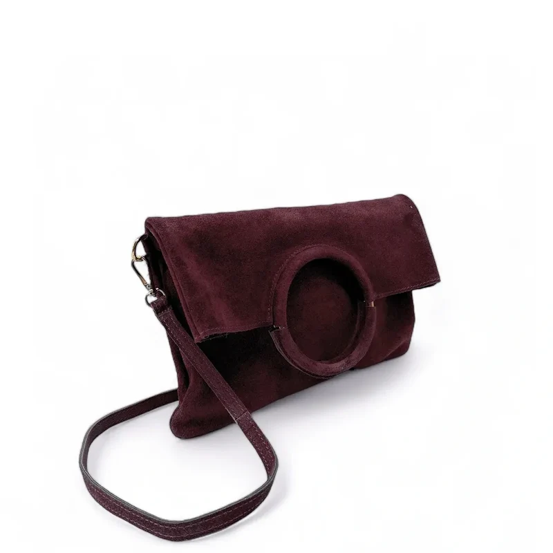Sac à main en daim CHARLOTTE Rouge bordeaux
