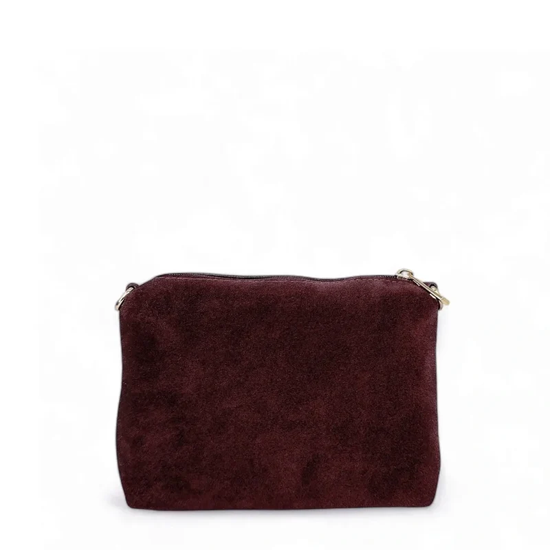 Sac à main en daim CHARLOTTE Rouge bordeaux