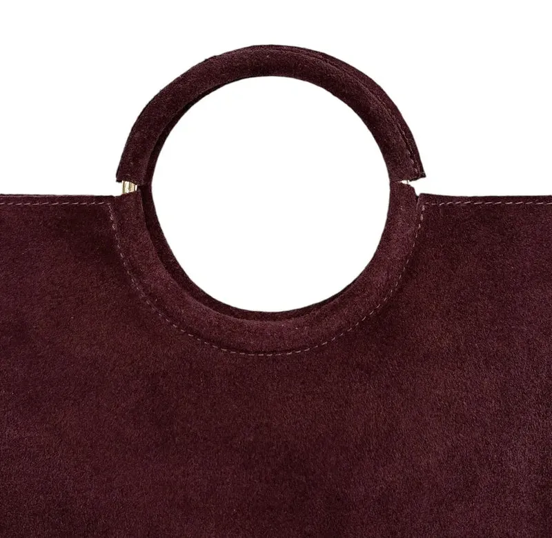 Sac à main en daim CHARLOTTE Rouge bordeaux