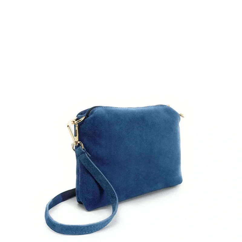 Sac à main en daim CHARLOTTE Bleu denim