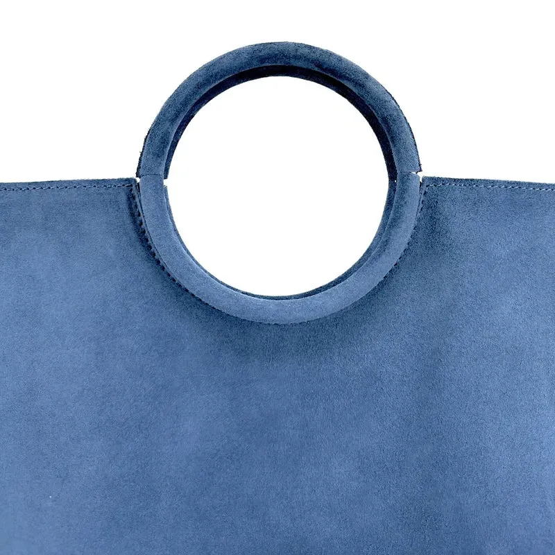 Sac à main en daim CHARLOTTE Bleu denim