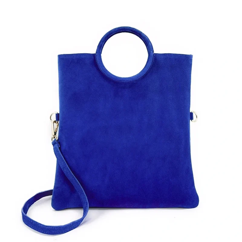 Sac à main en daim CHARLOTTE Bleu roi