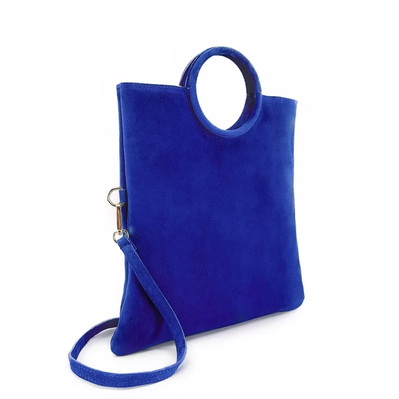 Sac à main en daim CHARLOTTE Bleu roi
