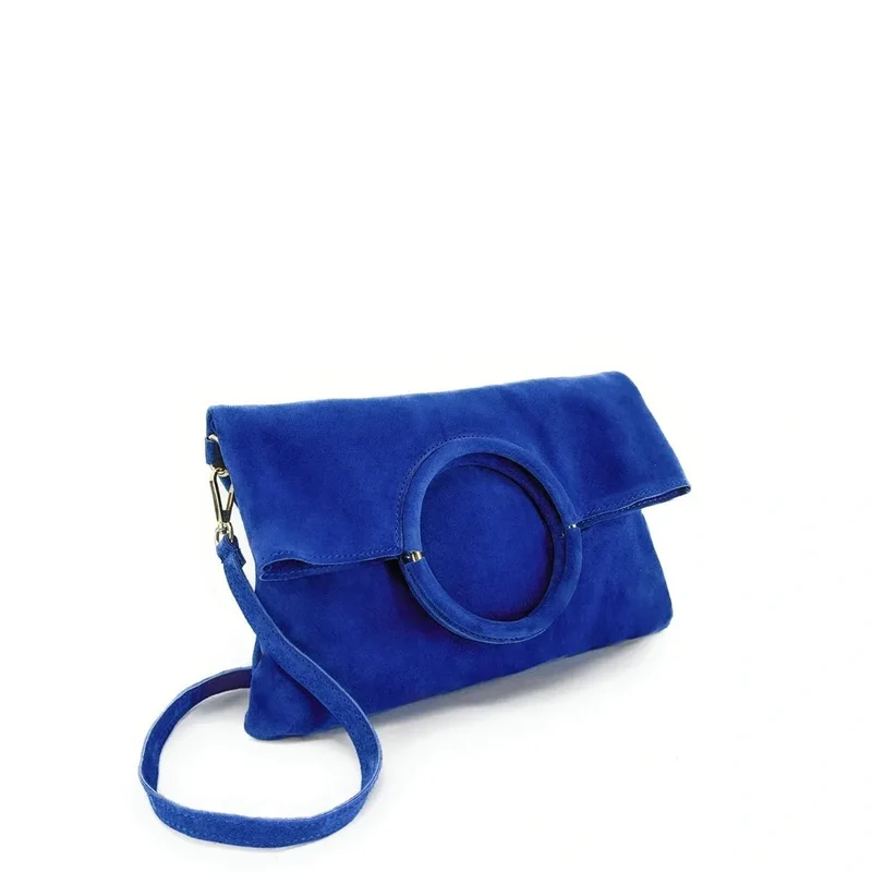 Sac à main en daim CHARLOTTE Bleu roi