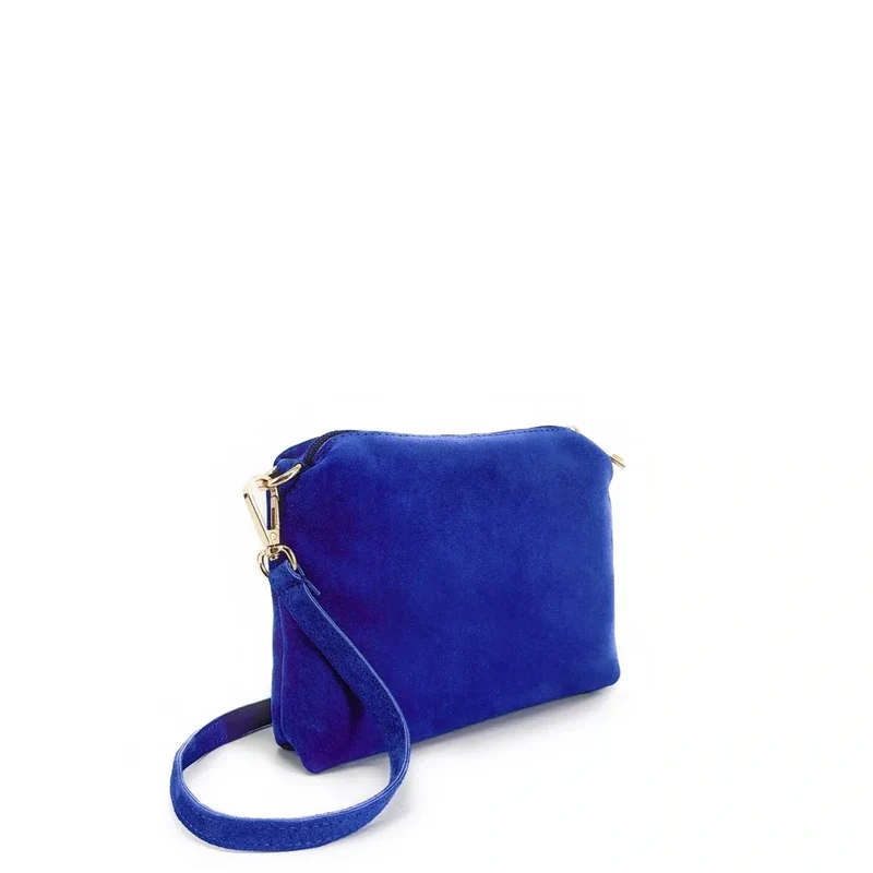 Sac à main en daim CHARLOTTE Bleu roi