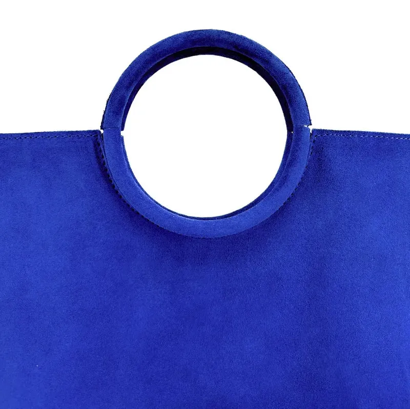 Sac à main en daim CHARLOTTE Bleu roi