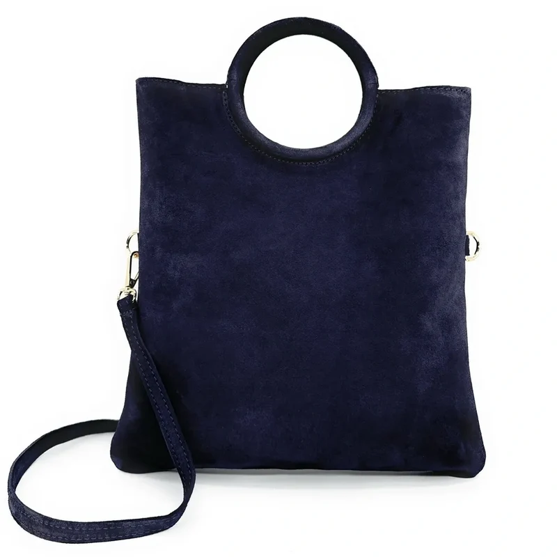 Sac à main en daim CHARLOTTE Bleu marine