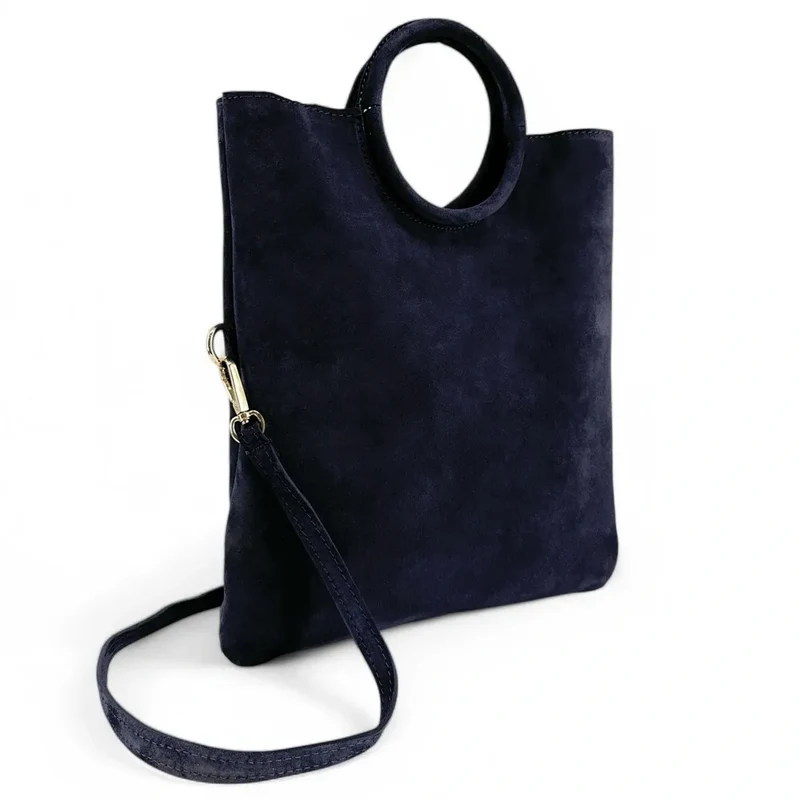 Sac à main en daim CHARLOTTE Bleu marine