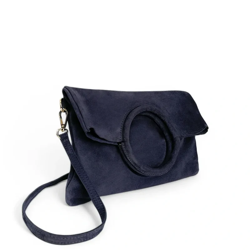 Sac à main en daim CHARLOTTE Bleu marine