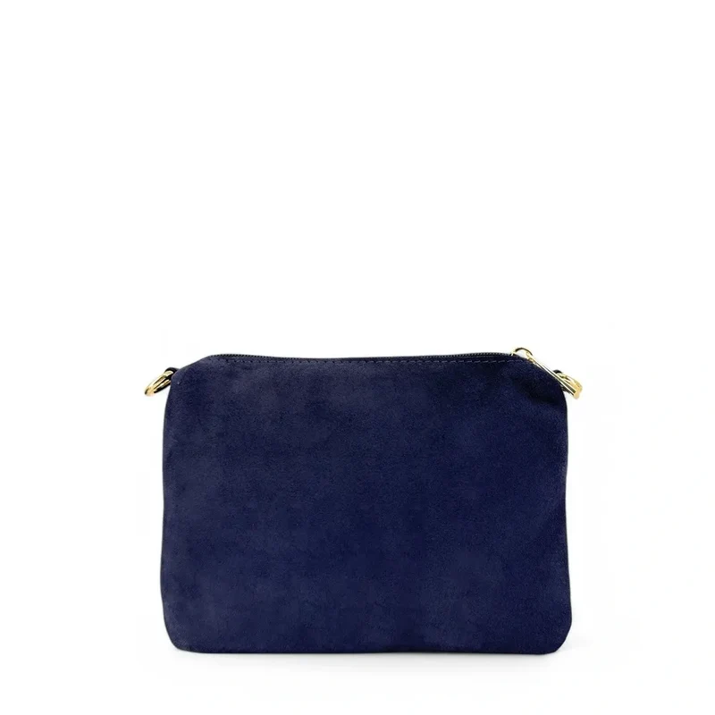 Sac à main en daim CHARLOTTE Bleu marine
