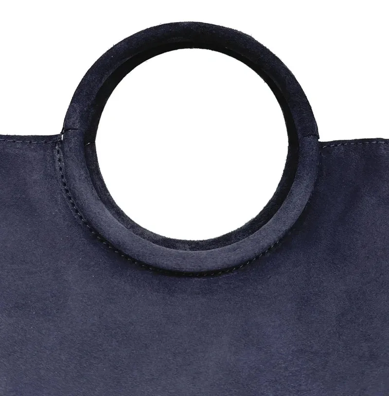 Sac à main en daim CHARLOTTE Bleu marine
