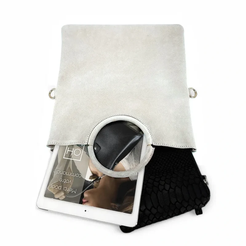 Sac à main en daim CHARLOTTE Off-white