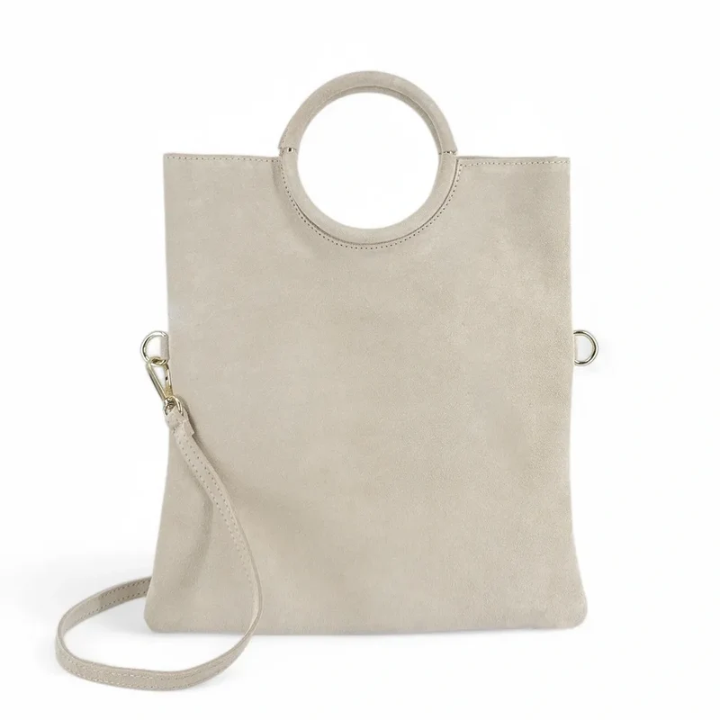 Sac à main en daim CHARLOTTE Beige crème