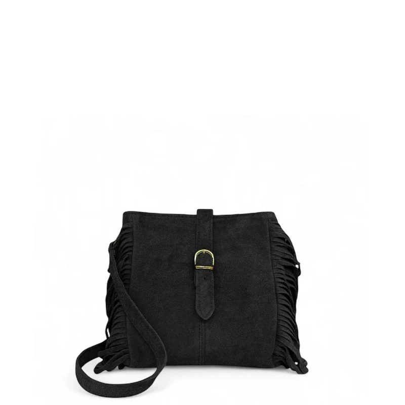 Sac bandoulière en daim CHEYENNE Noir