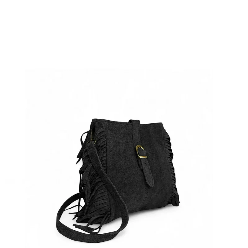 Sac bandoulière en daim CHEYENNE Noir
