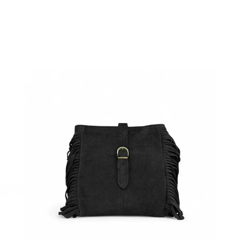 Sac bandoulière en daim CHEYENNE Noir