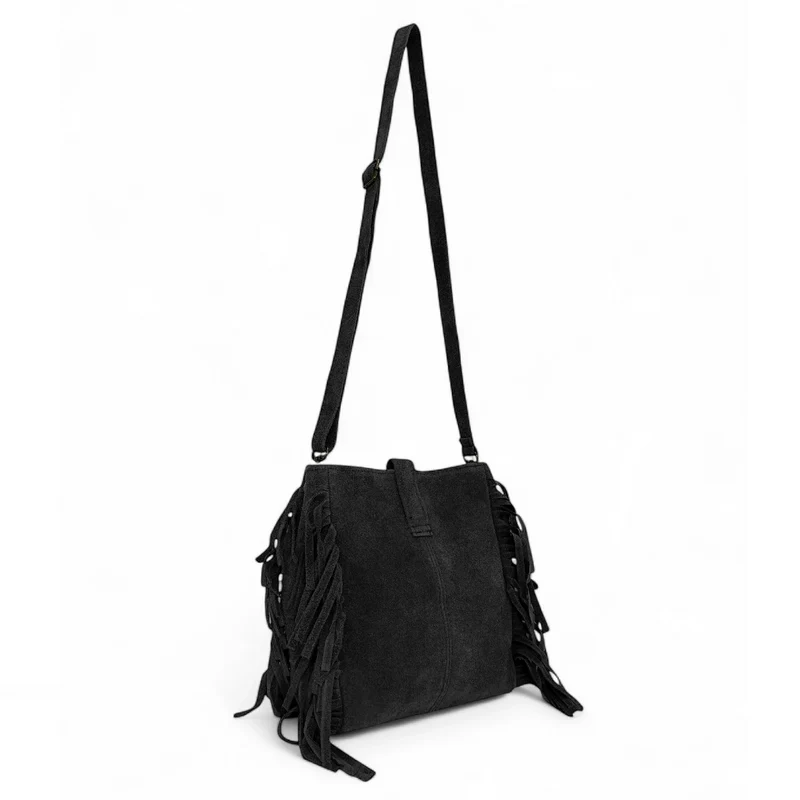 Sac bandoulière en daim CHEYENNE Noir