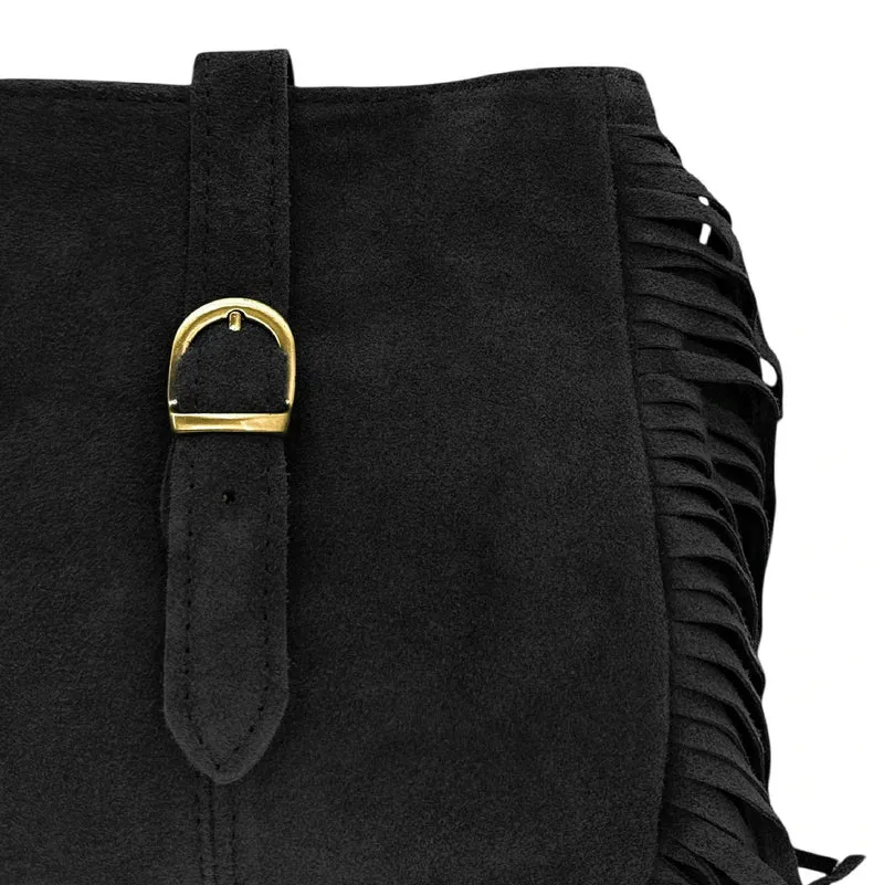 Sac bandoulière en daim CHEYENNE Noir