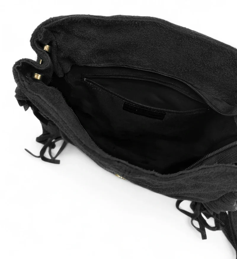 Sac bandoulière en daim CHEYENNE Noir