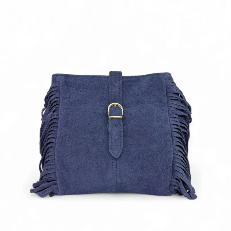 Sac bandoulière en daim CHEYENNE Bleu profond