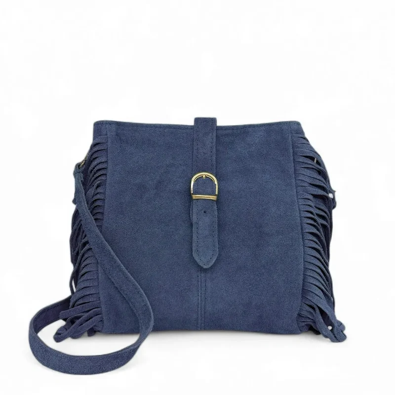 Sac bandoulière en daim CHEYENNE Bleu profond