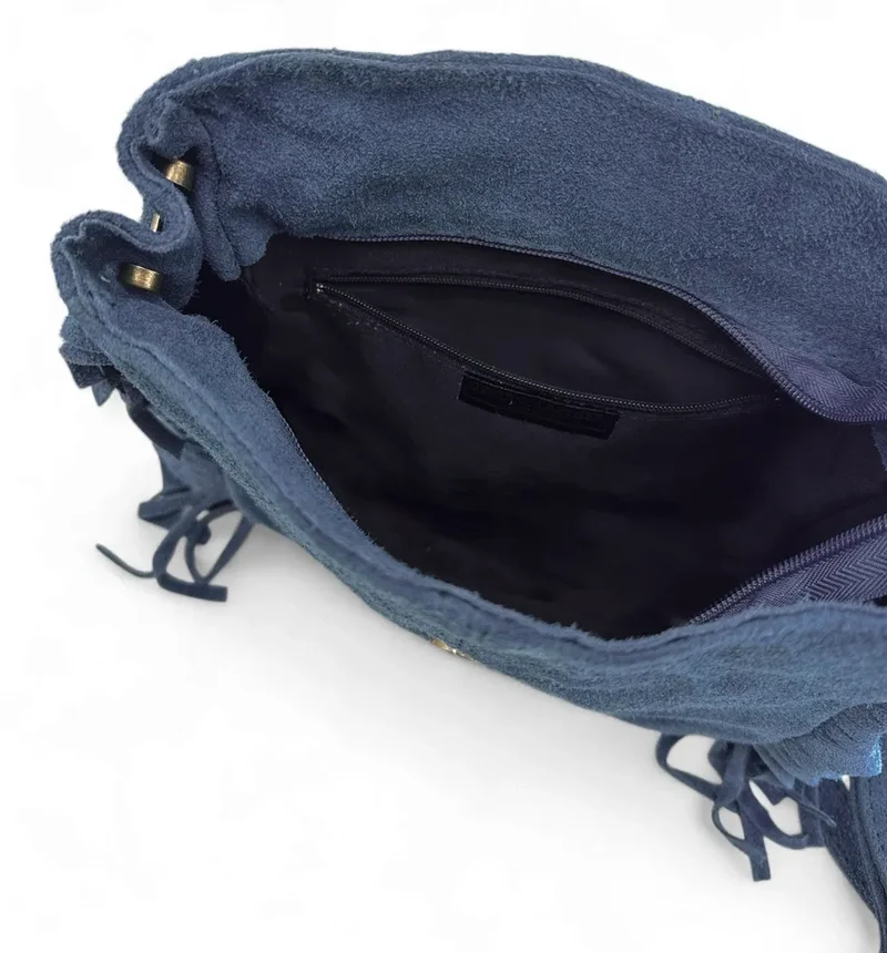 Sac bandoulière en daim CHEYENNE Bleu profond