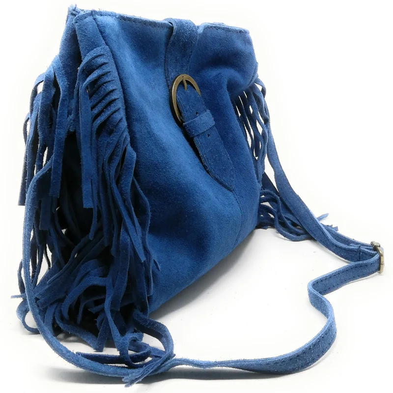 Sac bandoulière en daim CHEYENNE Bleu
