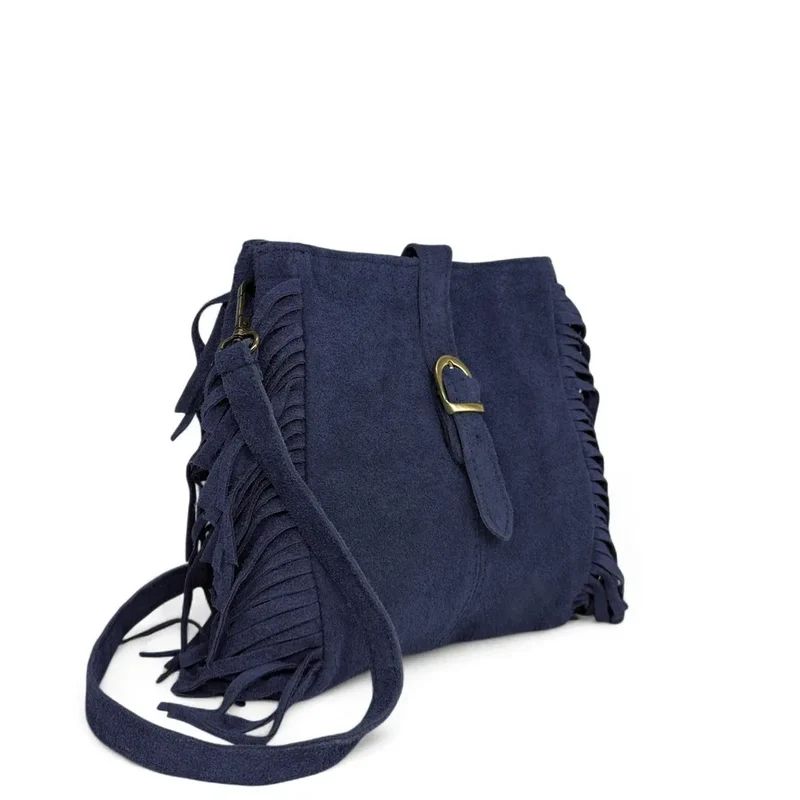 Sac bandoulière en daim CHEYENNE Bleu marine