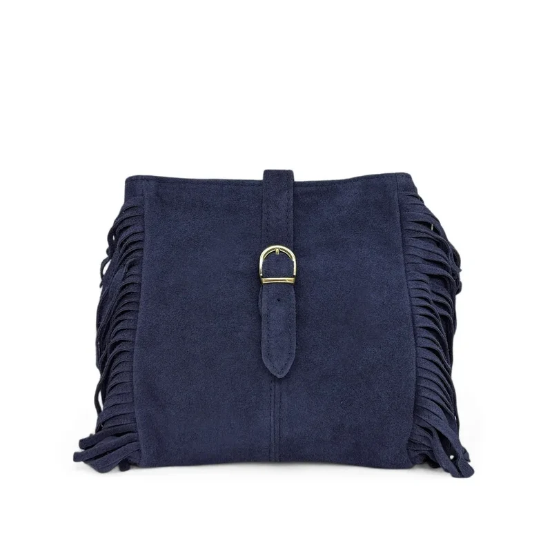 Sac bandoulière en daim CHEYENNE Bleu marine