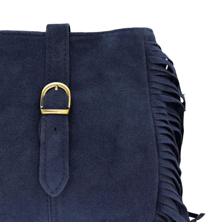 Sac bandoulière en daim CHEYENNE Bleu marine