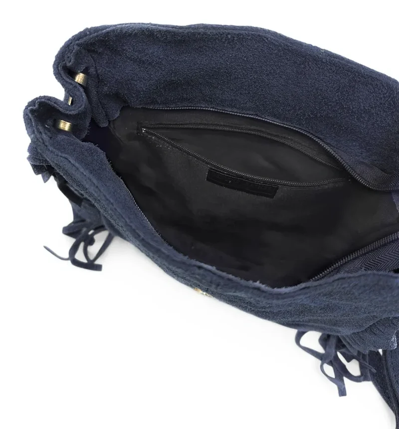 Sac bandoulière en daim CHEYENNE Bleu marine