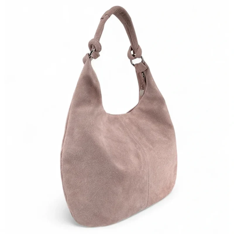Sac à main en daim LOVE Rose nude