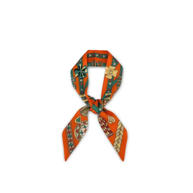 Foulard de sac en tissu satiné L'ACCROCHE COEUR Orange