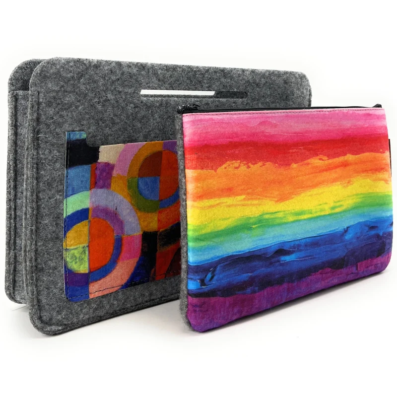 Trousse en feutrine écologique imprimée GARDEN Gris clair