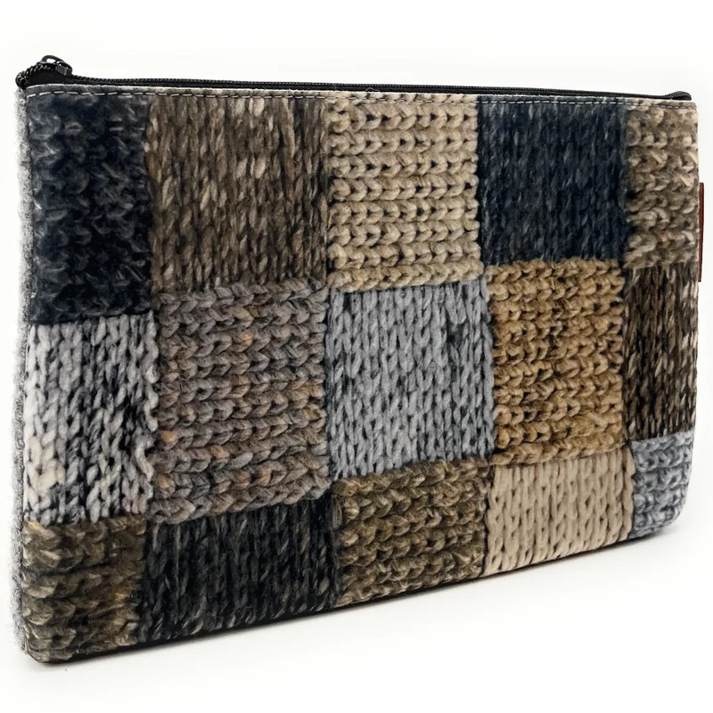 Trousse en feutrine écologique imprimée CLEMENTINA Gris clair