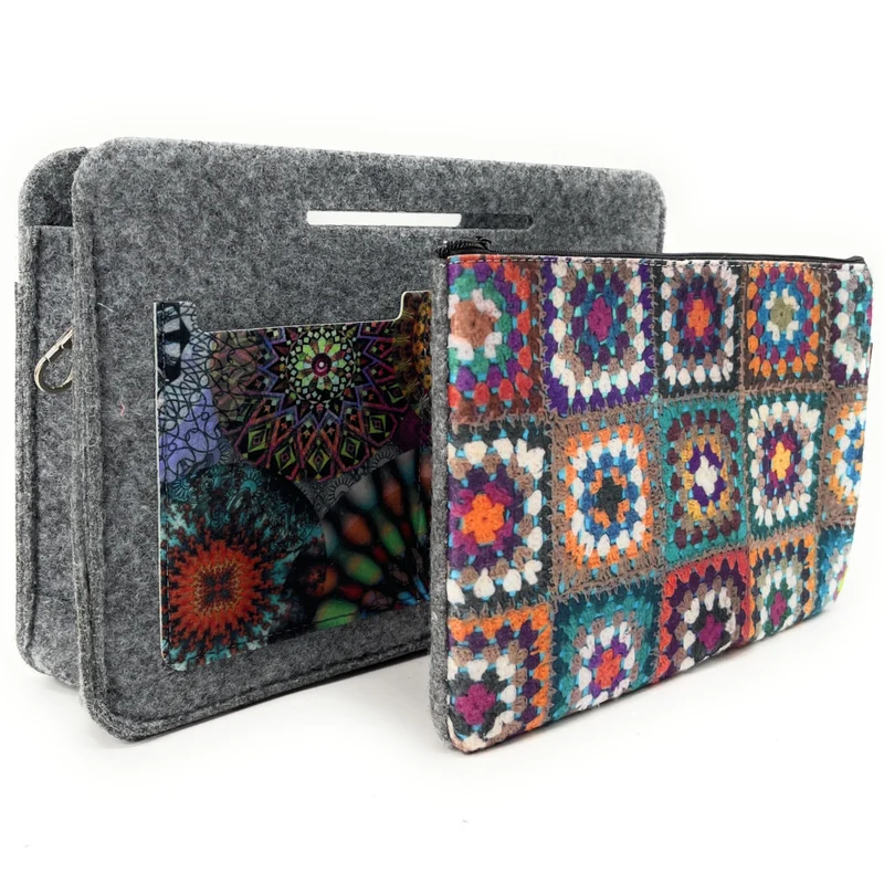 Trousse en feutrine écologique imprimée ZEBRA Gris clair