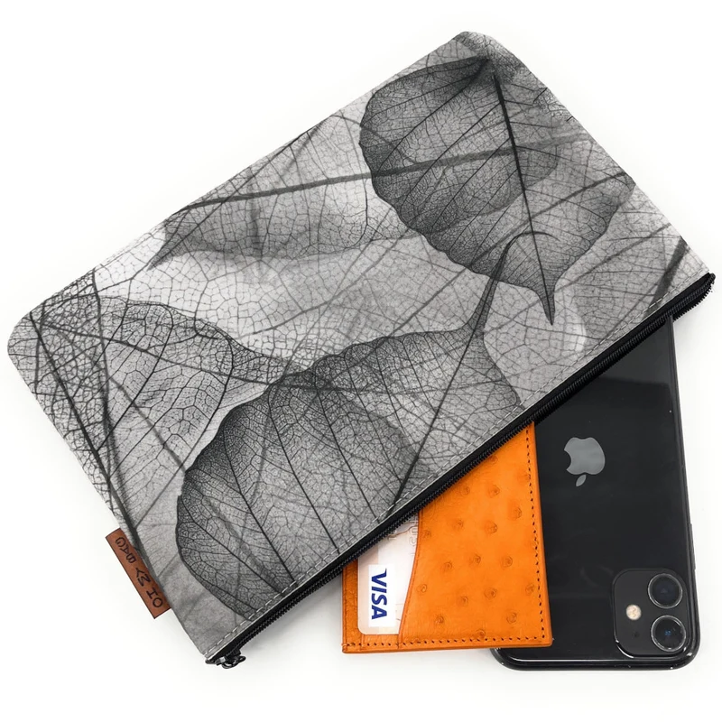 Trousse en feutrine écologique imprimée FRANIA Gris clair