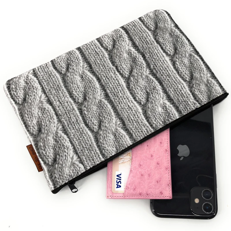 Trousse en feutrine écologique imprimée WARKOCZ Gris clair