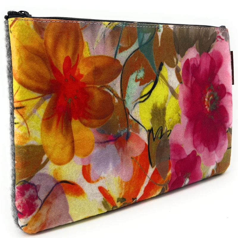 Trousse en feutrine écologique imprimée FRAGILE Gris clair